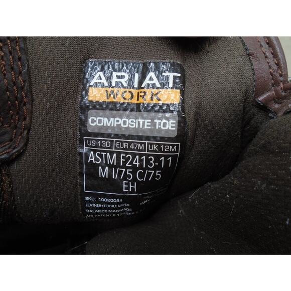 Ariat Men's 13D Rebar Flex Western VentTEK Brown Green Composite Toe Work Boots - Picture 8 of 11